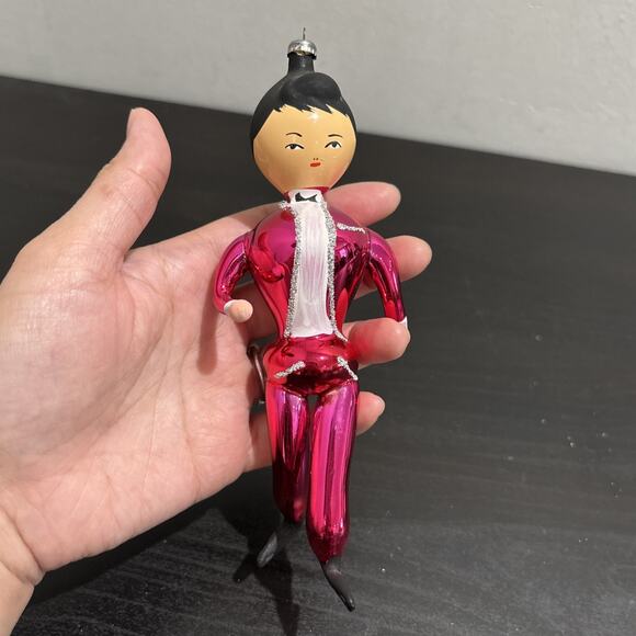 VTG 60s Soffieria De Carlini Hand Blown Glass Male Skater Christmas 6.5”Ornament - Picture 6 of 9